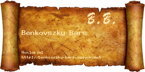 Benkovszky Bars névjegykártya